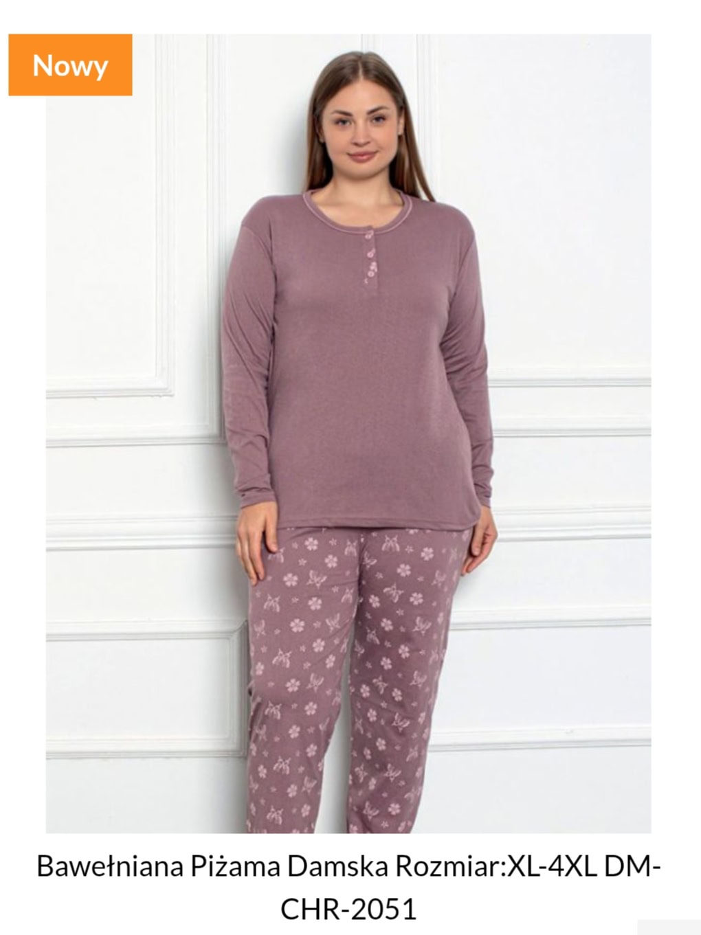 Piżama damska długi rękaw 3XL – 5XL